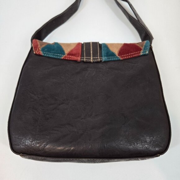 Stamp 10 Corduroy & Faux Leather Patchwork Lacy Crossbody Bag Fall Boho Gift NEW - Picture 10 of 12